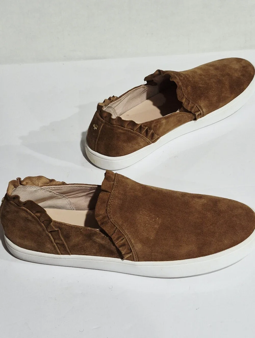 kate spade Brown Suede Slip-On Sneakers with Ruffle Trim Size 11